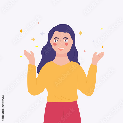 Vector excited expression woman cartoon