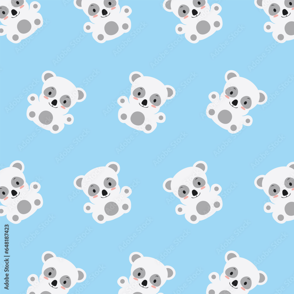 Vector cute panda cartoon faces animals seamless pattern Vector cute panda cartoon faces animals seamless pattern