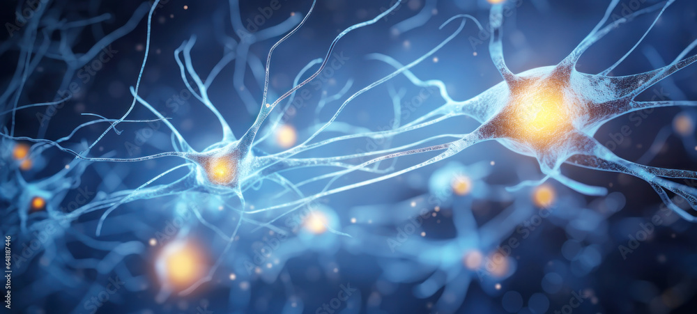 Close up active nerve cells. Human brain stimulation or activity with neurons, level of mind, intellectual achievements, possibility of people's intelligence, development of mental abilities concept Close up active nerve cells. Human brain stimulation or activity with neurons, level of mind, intellectual achievements, possibility of people's intelligence, development of mental abilities concept