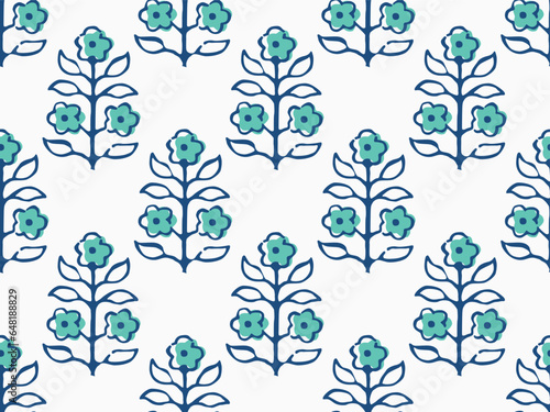 FLORAL BLOCK ALL OVER PRINT SEAMLESS PATTERN VECTOR ILLUSTRATION DESIGN