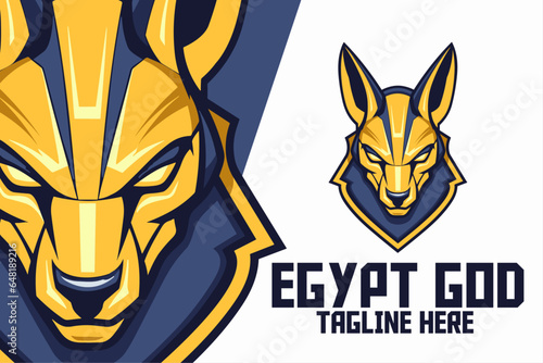 Egyptian God Template for Sport and Esport: Anubis Head Mascot Logo, Dog God Icon Badge Emblem