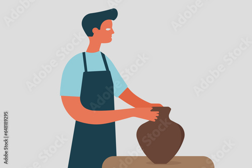 potter making a clay jug