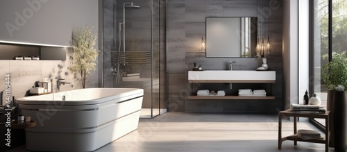 Rendering of a bathroom s interior using technology
