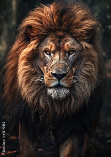 male lion portrait, created with Generative Ai technology 