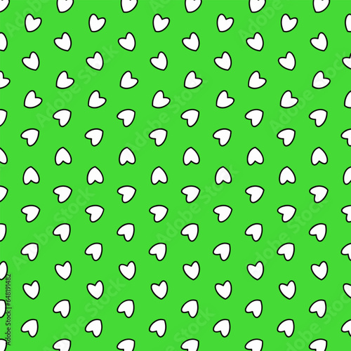 Seamless vector pattern with love on a green background