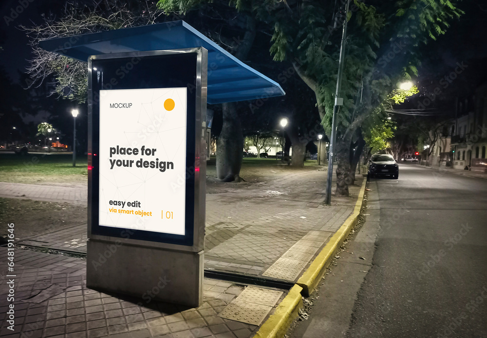Night Backlight Billboard Vertical Mockup 02 Stock Template | Adobe Stock