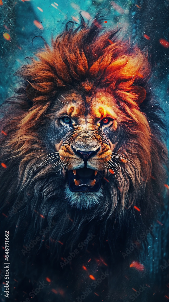 Fototapeta premium Lion head portrait, created with Generative Ai technology 