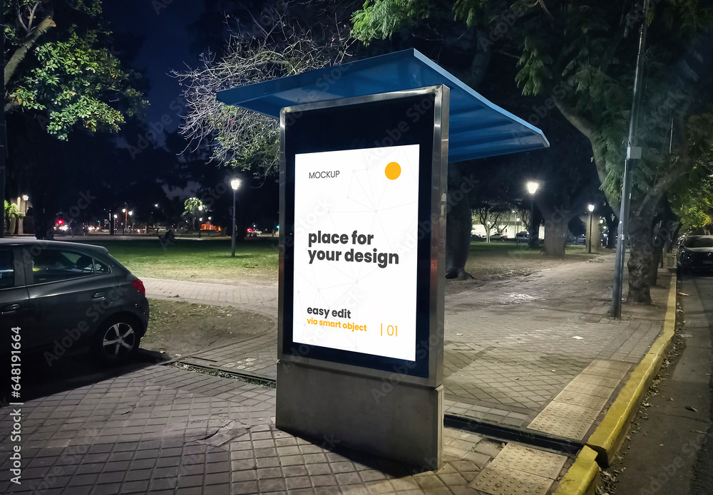 Night Backlight Billboard Vertical Mockup 01 Stock Template | Adobe Stock