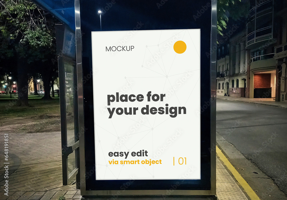 Night Backlight Billboard Vertical Mockup 03 Stock Template | Adobe Stock