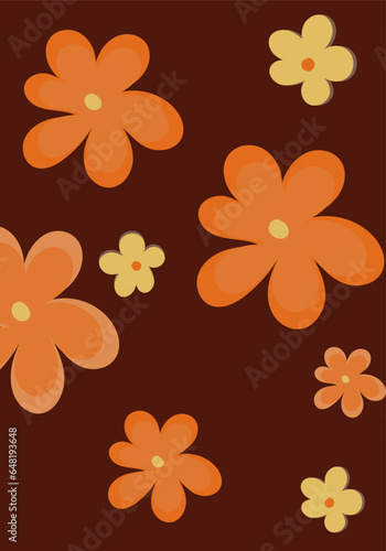 Abstract minimal floral background in orange tones