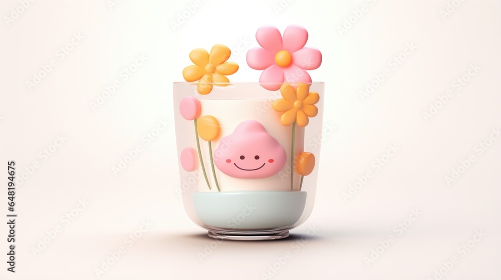 A glass filled with pink and yellow flowers