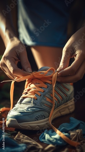A person tying up a pair of shoes