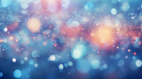 Blurred lights background with snow. Glitter confetti bokeh background. Generative AI