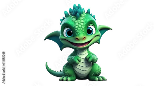 green dragon baby on a white isolated background. Symbol of the Chinese New Year 2024. Cartoon character