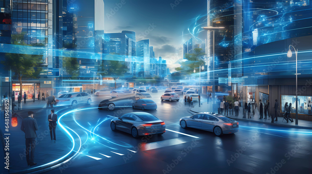 Smart City Dynamics: Panoramic View of High-Tech Urban Living