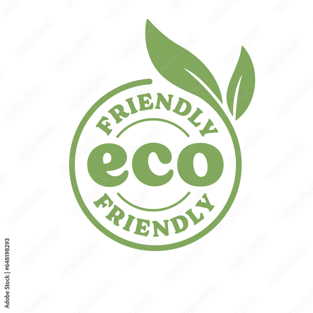 Eco friendly badge. Healthy natural product label logo design with plant leaves. Eco friendly badge. Healthy natural product label logo design with plant leaves.