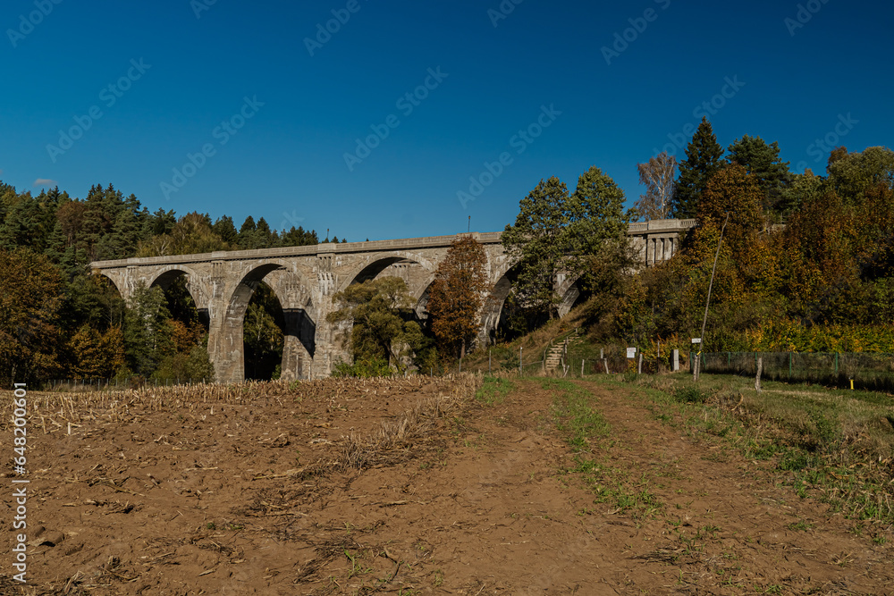 View of the Stanczyki bridge on an autumn,sunny day.
