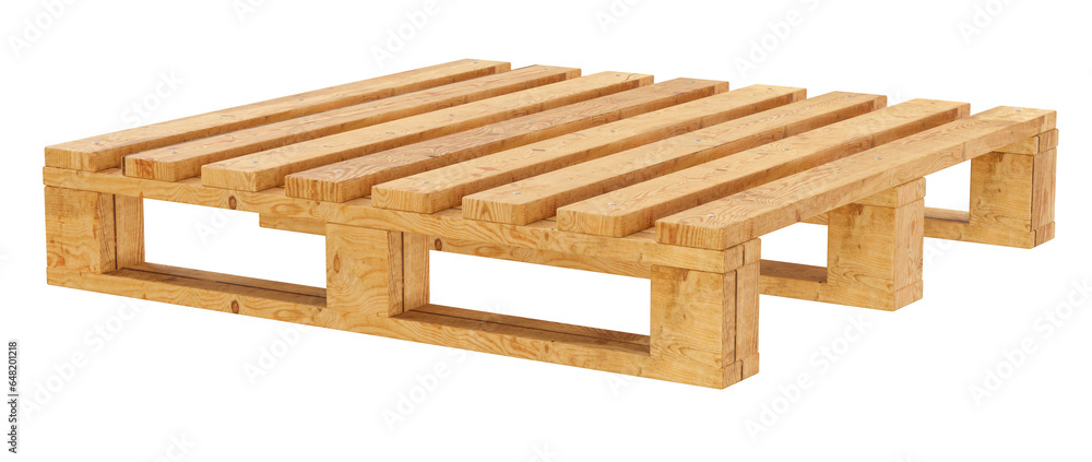 Wooden pallet in realistic in on transparent background in 3d render 