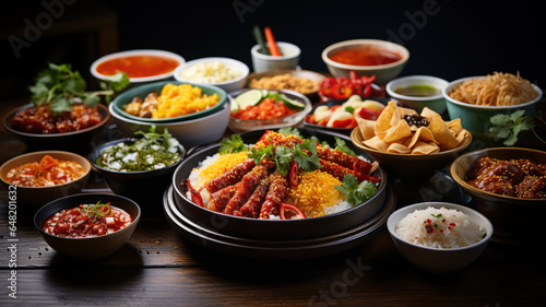 Variety of Asian Street Food Delicacies