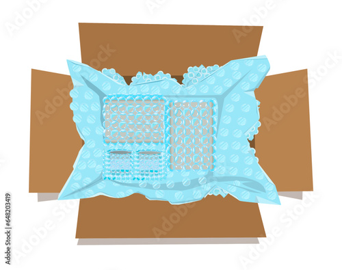 Air bubble wrap packing small boxes and cosmetic glass jar