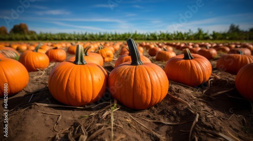 Pumpkins in a field, Trick or treat, October, autumn