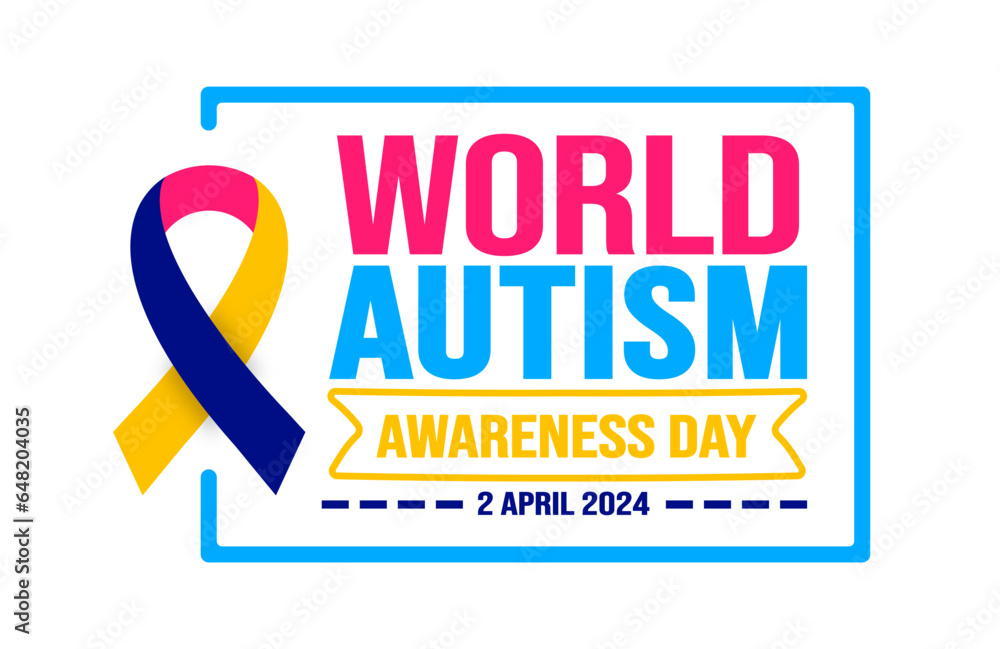 World autism awareness day ribbon icon background template use to banner, card, greeting card, poster, book cover, placard, photo frame, social media post banner template. celebrated in 2 April. World autism awareness day ribbon icon background template use to banner, card, greeting card, poster, book cover, placard, photo frame, social media post banner template. celebrated in 2 April.