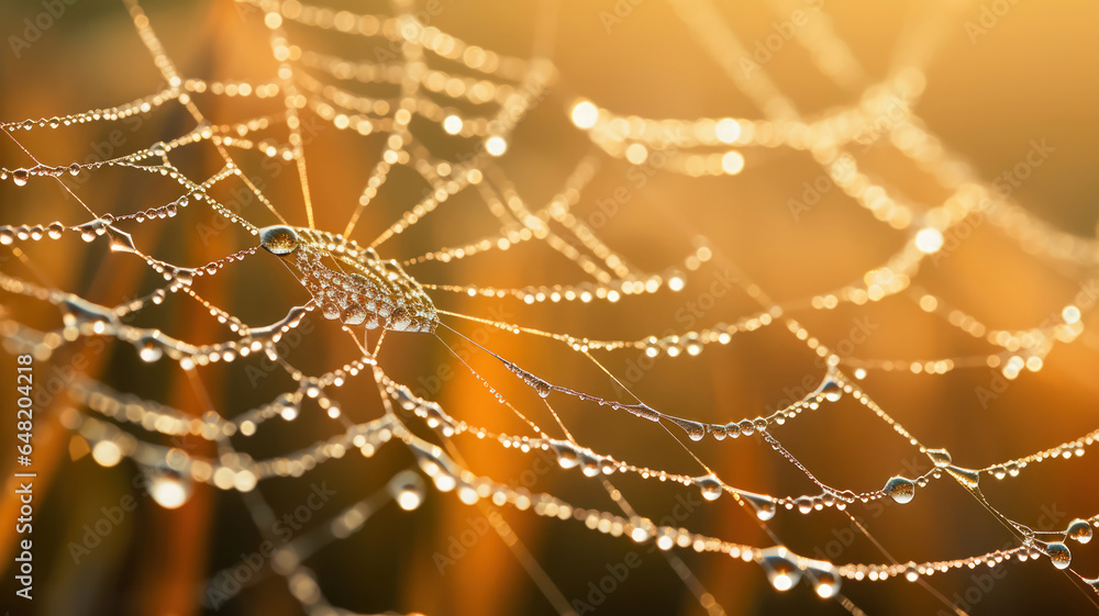 Morning Dew Delicately Adorning a Spider Web Morning Dew Delicately Adorning a Spider Web