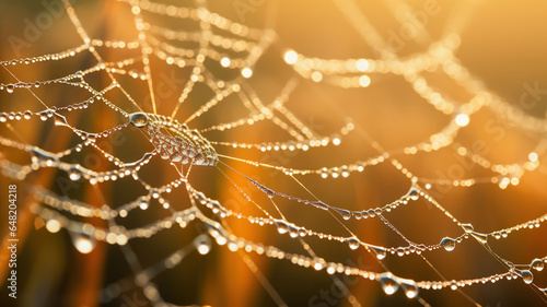 Morning Dew Delicately Adorning a Spider Web