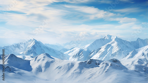 Panorama of a Mountain Range Covered in Snow © PRI