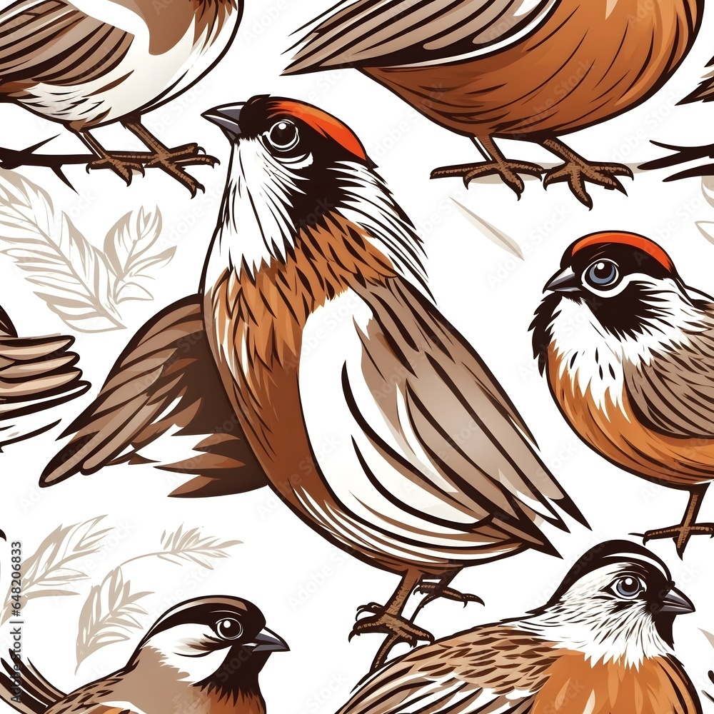 Naklejka premium Bobwhite Bird Illustration AI Generative