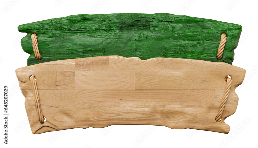 Wooden boards with rope in realistic in on transparent background in 3d ...