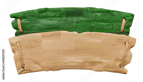 Wooden boards with rope in realistic in on transparent background in 3d render  photo