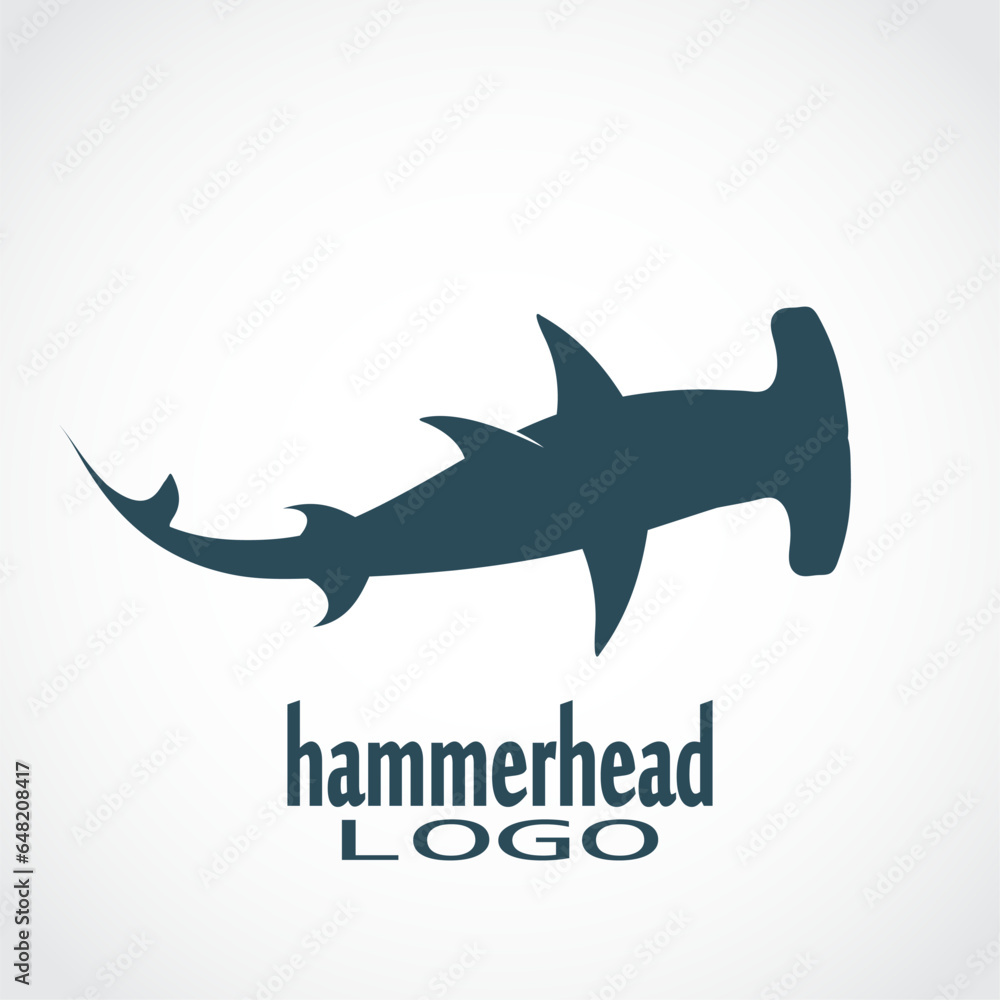 hammerhead shark elegant silhouette logo - obrazy, fototapety, plakaty 
