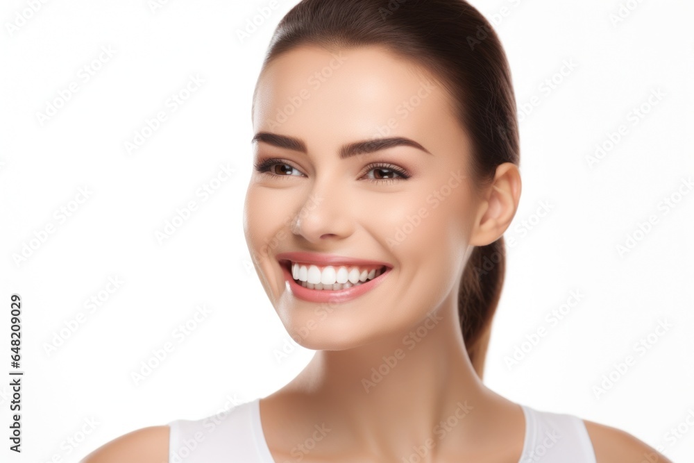 Portrait of Beautiful Young Model Woman with Clean Teeth for Dental Ad Portrait of Beautiful Young Model Woman with Clean Teeth for Dental Ad