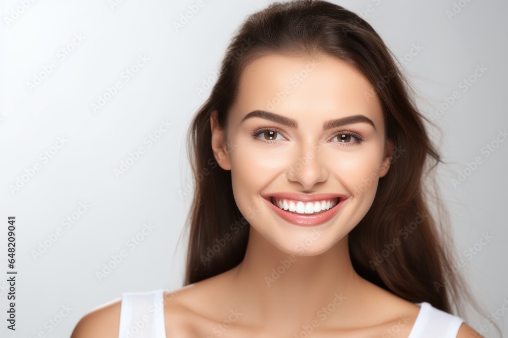 Portrait of Beautiful Young Model Woman with Clean Teeth
Portrait of Beautiful Young Model Woman with Clean Teeth