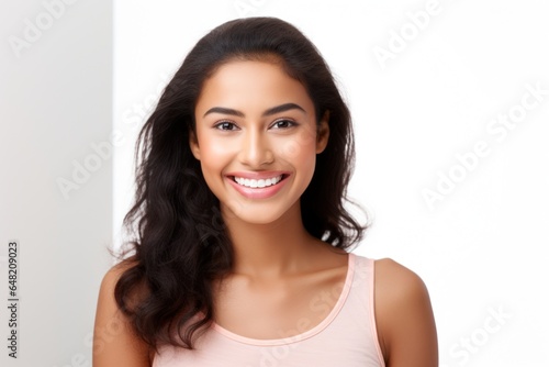 Smiling Asian Indian Model with Clean Teeth: Dental Ad Beauty 