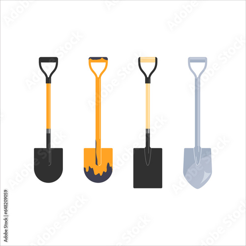 Construction shovels, vector cartoon icons