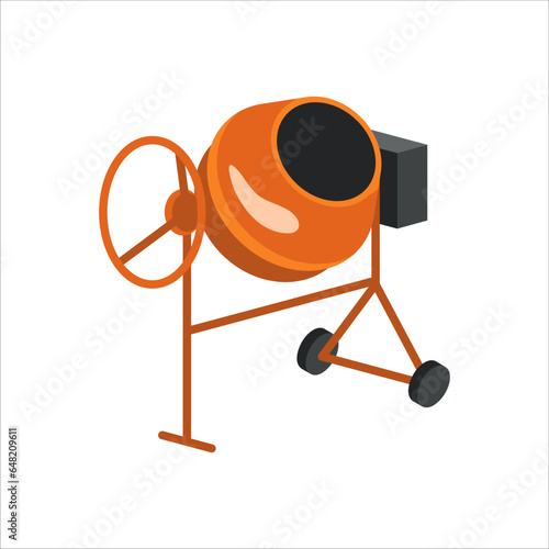 Concrete mixer, cartoon construction icon