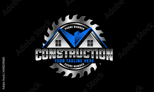 Construction Remodeling Saw Logo Vector Illustration