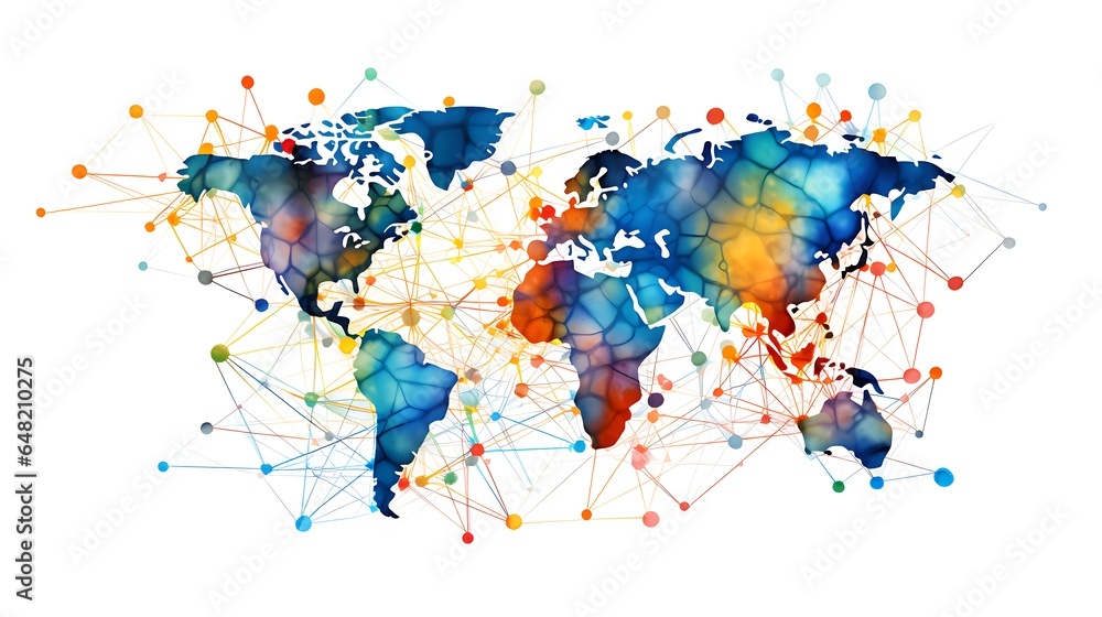 Concept of Global Connections, World map with satellite data connections with People, generative Ai Concept of Global Connections, World map with satellite data connections with People, generative Ai