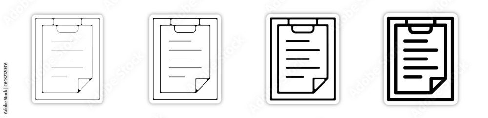 picto logo icones et symbole trace noir document papier cv feuille note liste relief - obrazy, fototapety, plakaty 