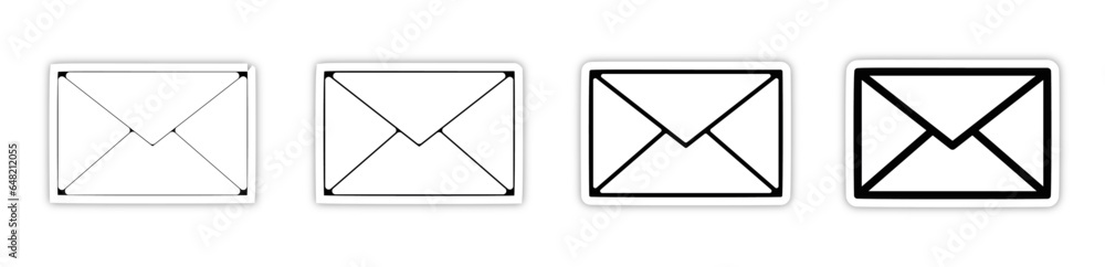 picto logo icones et symbole trace noir enveloppe courrier colis relief - obrazy, fototapety, plakaty 
