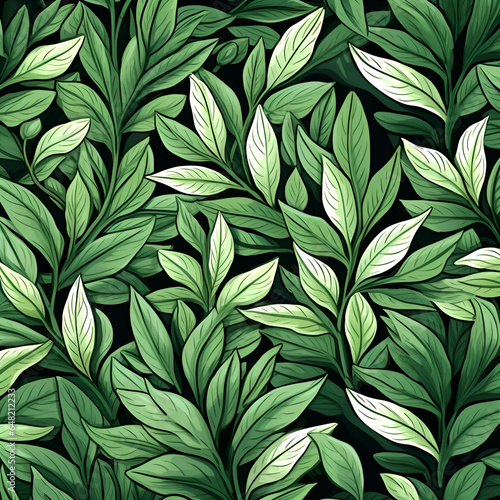   pattern melissa green tea leaves   