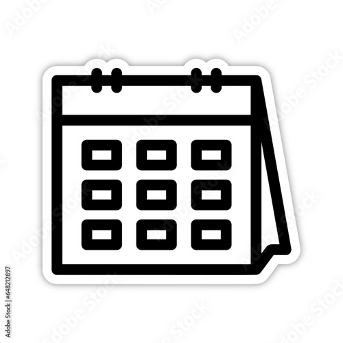 picto pictogramme icones et symboles boutons trace cartable besace calendrier agenda date annee mois jours noir gras relief