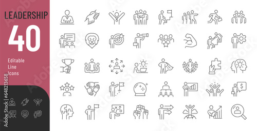 Leadership Line Editable Icons set. Vector illustration in modern thin line style of management icons:  leader, delegation, control, responsibility, and more. Pictograms and infographics.