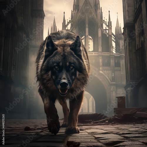 "Wolf and Cologne Cathedral: Nature's Aesthetics Meet Historical Elegance"