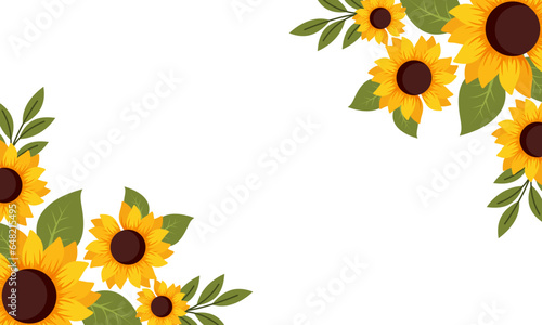 Hand Drawn Natural Sunflower Border Frame Vector