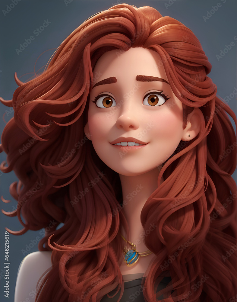 Obraz premium portrait of a girl with long red hair, Generative AI