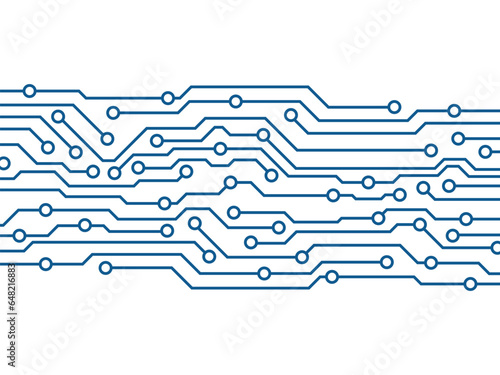 Abstract futuristic blue circuit board technology background. Circuit board with various technology elements.