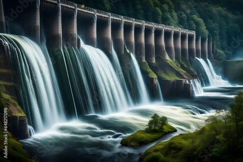 Nestled amidst a pristine wilderness, a hydroelectric dam stands as a testament to human ingenuity harmoniously coexisting with the awe-inspiring 